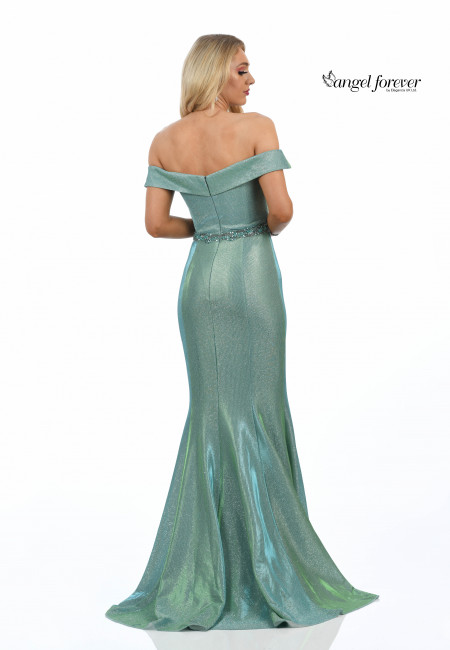 Angel Forever Mint Fitted Bardot Evening Dress / Prom Dress
